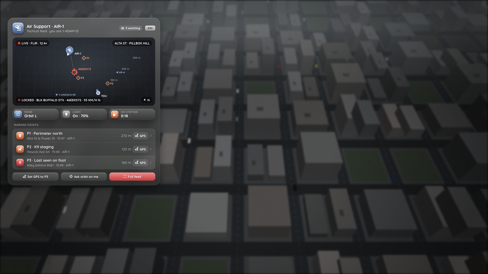Air Support panel with the SVG map